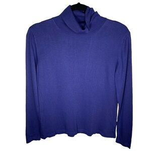 Darling Harbour Purple Blue Long Sleeve Turtle Neck Medium
